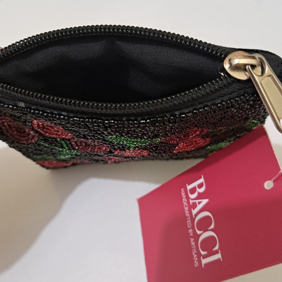 Beaded Cherry Handcrafted Zip Pouch - Picture 4 of 5